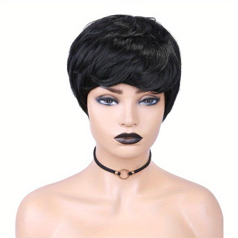 Short Pixie Cut Wig With Bangs Synthetic Layered Pixie Cut Wigs For Women
