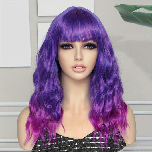 Short Wave Hair Wig Orange Yellow Pink Purple Green Synthetic