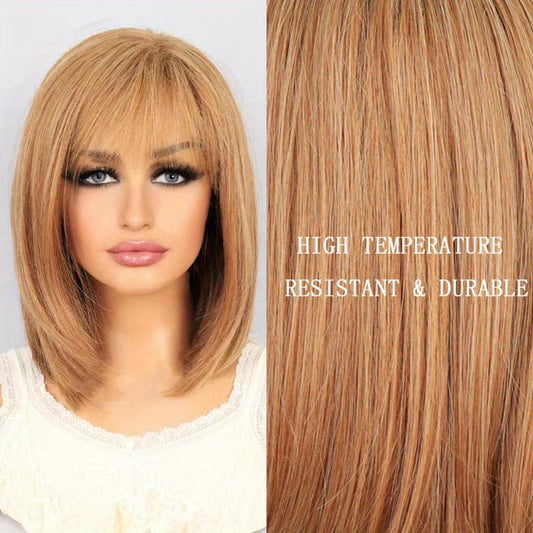 35 56 Cm Short Straight Bob Wig With Bangs Synthetic Wigs For Women