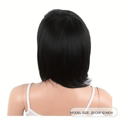 Short Pixie Cut Brown Synthetic Wig with Side Bangs