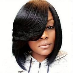 Short Pixie Cut Brown Synthetic Wig with Side Bangs