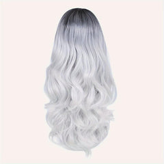 Long Wavy Synthetic Wig Dark Roots Daily Use
