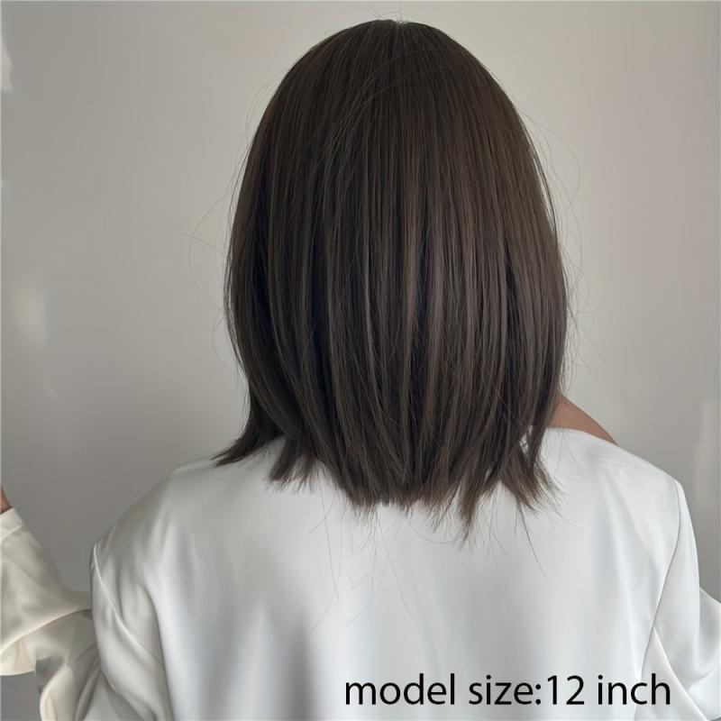 Short Bob Wigs With Bangs Straight Hair Synthetic Fiber Wigs