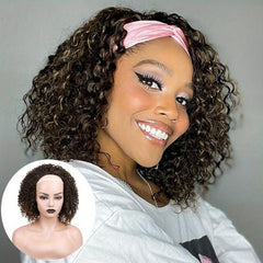 Short Purple Afro Kinky Curly Wig 3/4 Half Wigs for Women