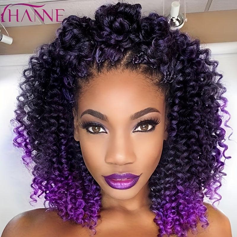 Short Purple Afro Kinky Curly Wig 3/4 Half Wigs for Women