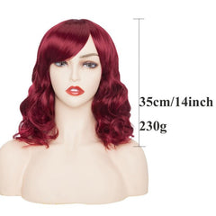 Pink Wavy Bob Wig with Bangs for Women - Cosplay Halloween Costume