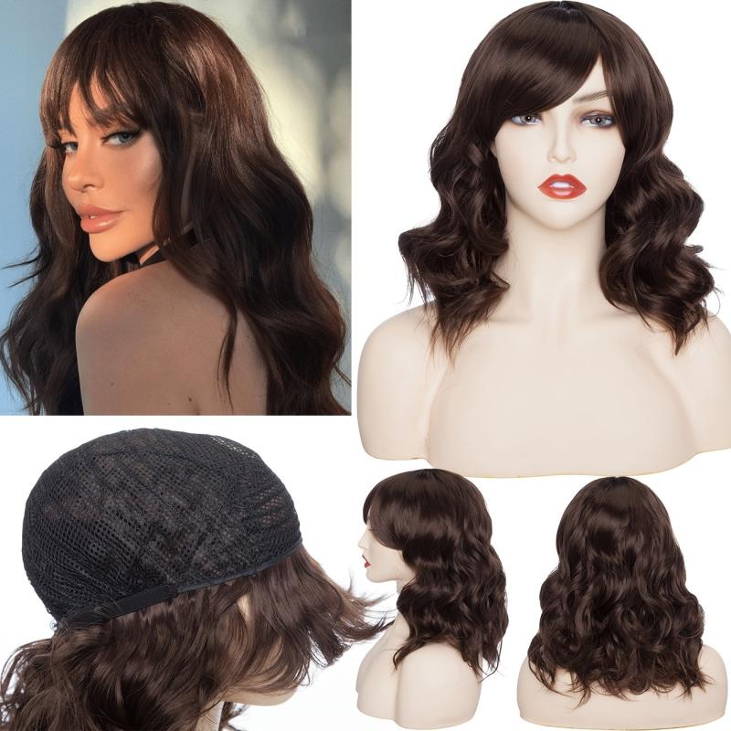 Pink Wavy Bob Wig with Bangs for Women - Cosplay Halloween Costume