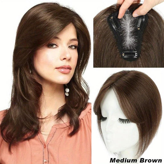 Human Hair Toppers for Women - Clip In Hair Piece No Bangs