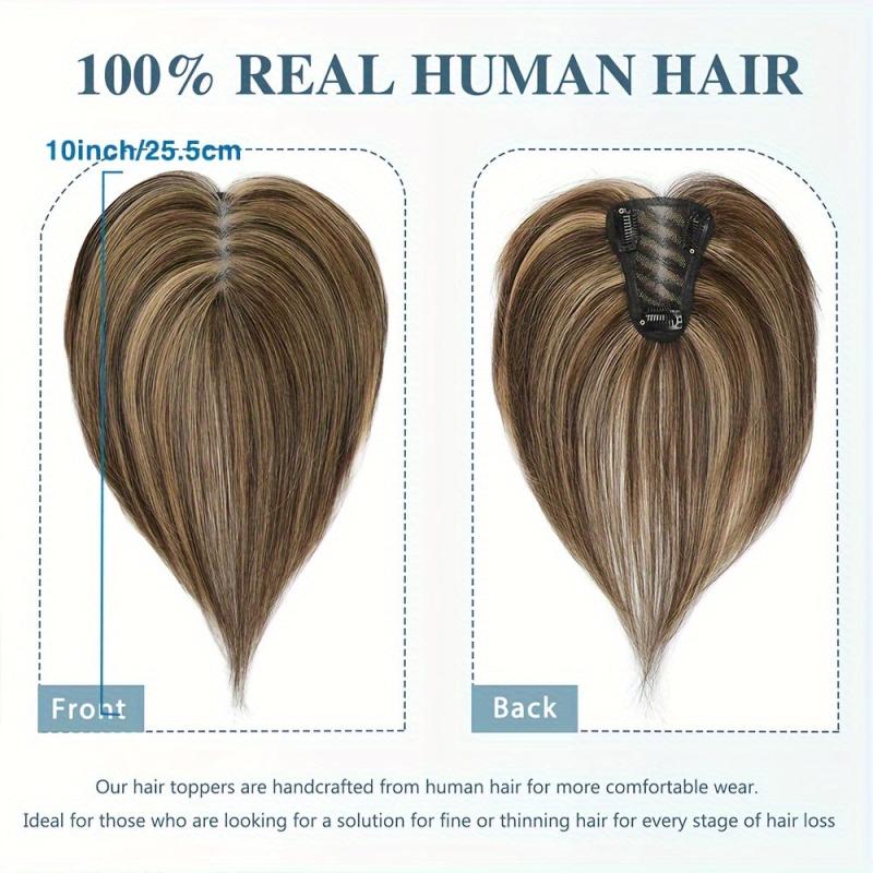 Human Hair Toppers for Women - Clip In Hair Piece No Bangs