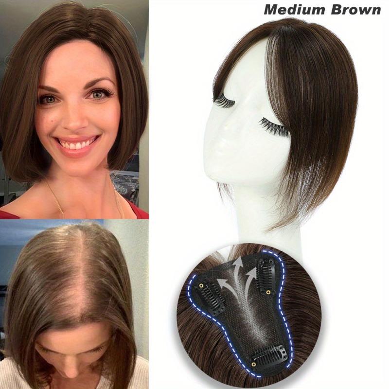 Human Hair Toppers for Women - Clip In Hair Piece No Bangs