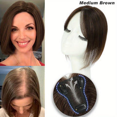 Human Hair Toppers for Women - Clip In Hair Piece No Bangs