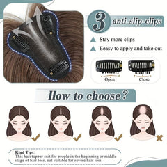 Human Hair Toppers for Women - Clip In Hair Piece No Bangs