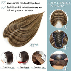 Human Hair Toppers for Women - Clip In Hair Piece No Bangs