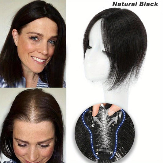 Human Hair Toppers for Women - Clip In Hair Piece No Bangs