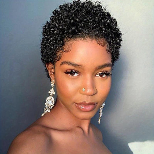 Short Curly Hair Wigs 15-24 cm Pixie Cut Brazilian Human Hair Women Wigs
