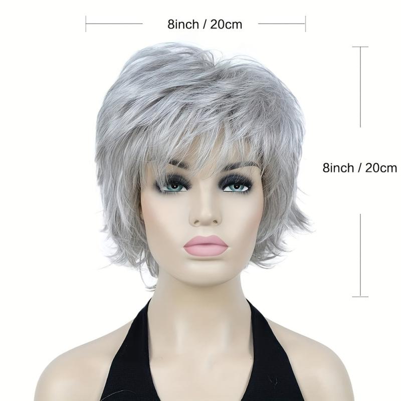 Ombre Short Wavy Synthetic Wig Dark Brown Mixed Blonde Pixie Cut