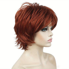 Ombre Short Wavy Synthetic Wig Dark Brown Mixed Blonde Pixie Cut
