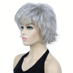 Ombre Short Wavy Synthetic Wig Dark Brown Mixed Blonde Pixie Cut