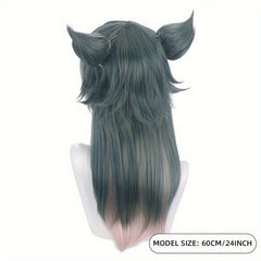 Long Straight Wig With Pigtails Synthetic Anime Cosplay Wig
