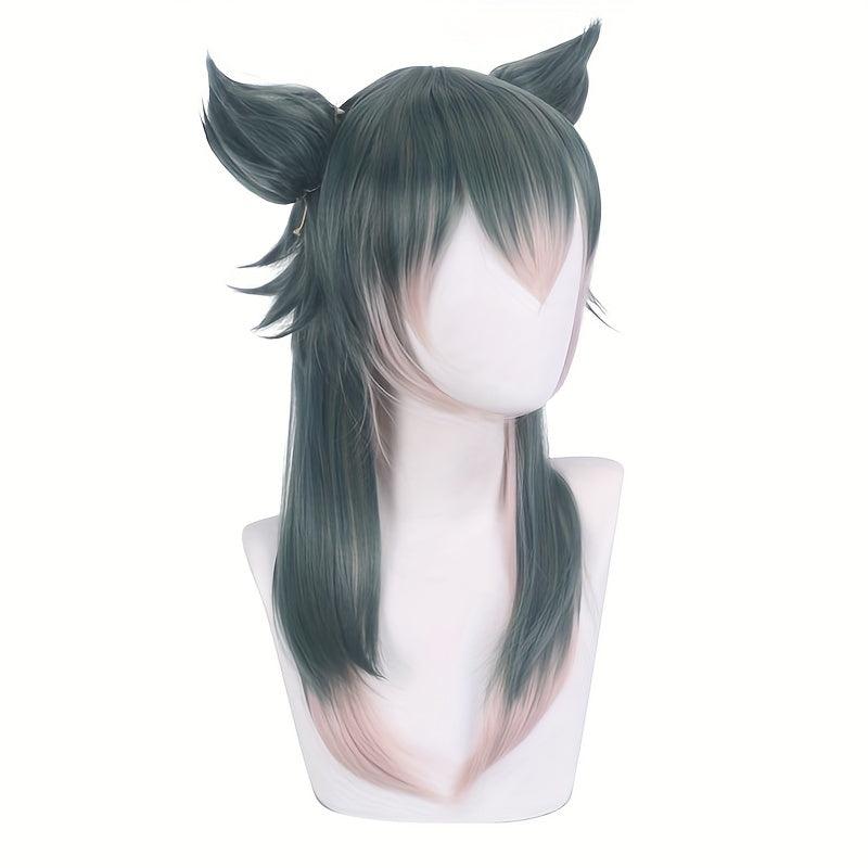 Long Straight Wig With Pigtails Synthetic Anime Cosplay Wig
