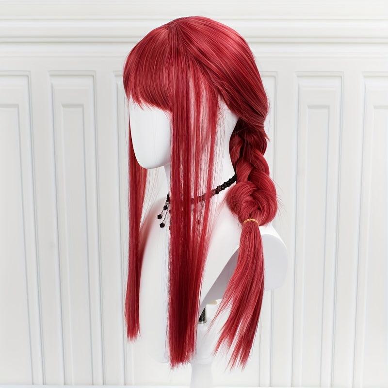 Anime Cosplay Wig Wine Red Long Straight Hair With Bangs