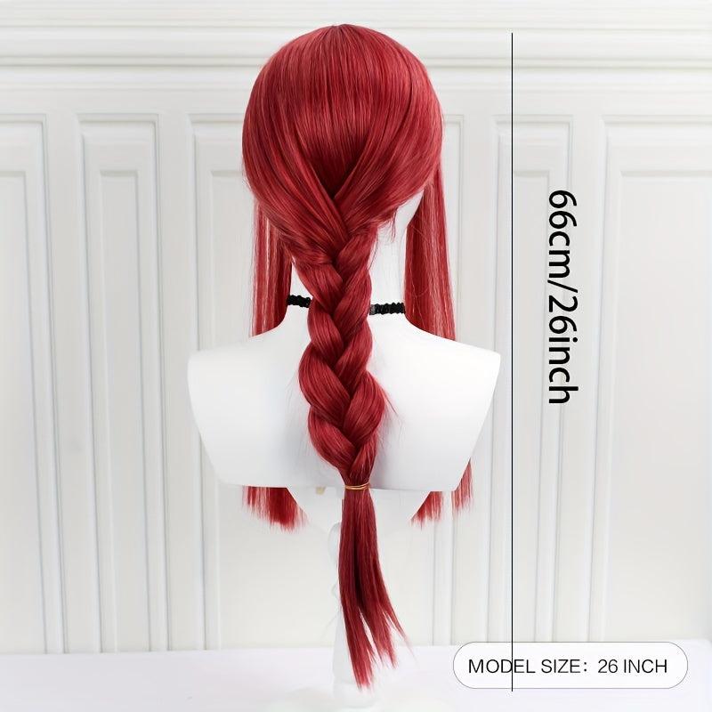 Anime Cosplay Wig Wine Red Long Straight Hair With Bangs
