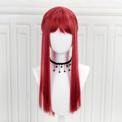 Anime Cosplay Wig Wine Red Long Straight Hair With Bangs