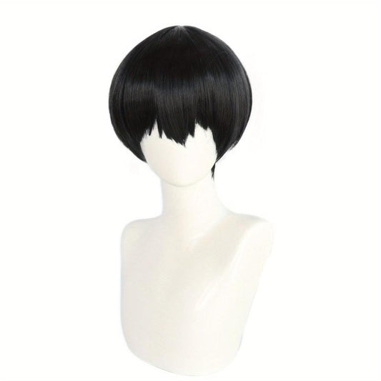 Men's Short Straight Cosplay Wig 25.4 cm with Wig Cap