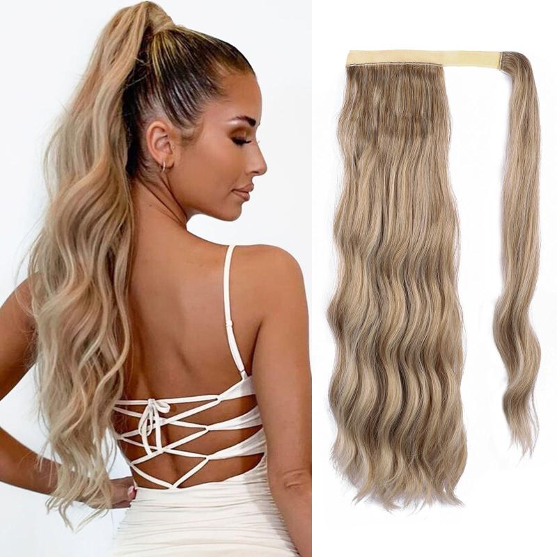 Long Wavy Synthetic Ponytail Extension Heat Resistant Wrap Around Curly Ponytail