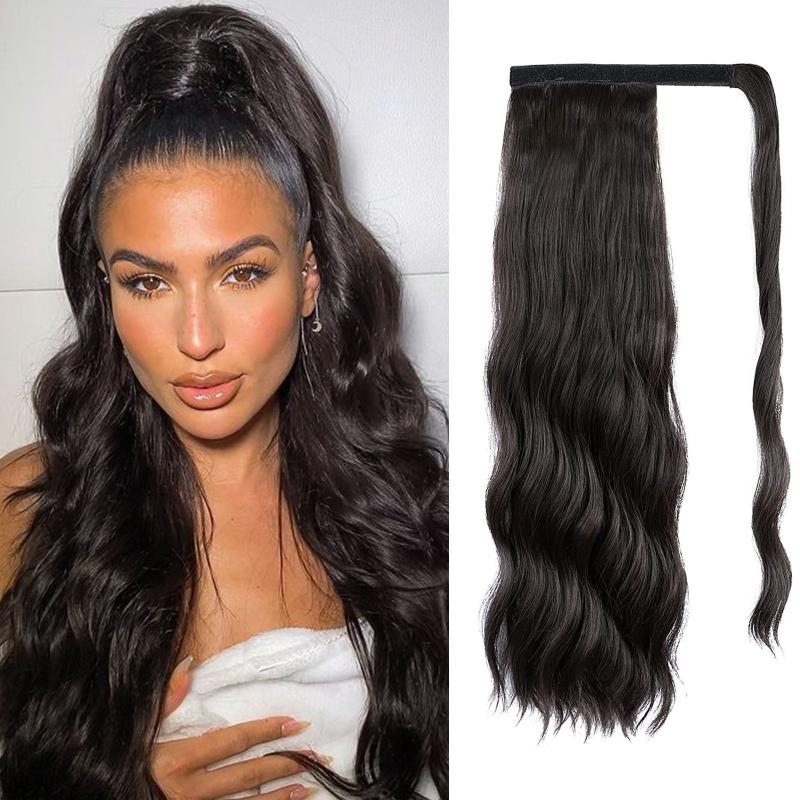 Long Wavy Synthetic Ponytail Extension Heat Resistant Wrap Around Curly Ponytail