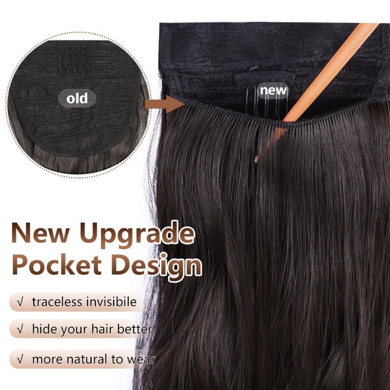 Long Wavy Synthetic Ponytail Extension Heat Resistant Wrap Around Curly Ponytail