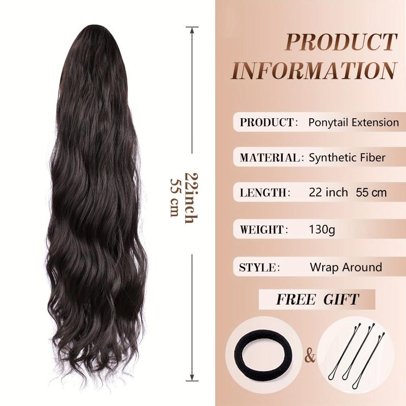 Long Wavy Synthetic Ponytail Extension Heat Resistant Wrap Around Curly Ponytail