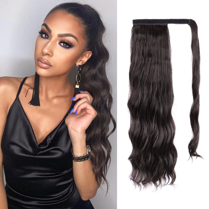 Long Wavy Synthetic Ponytail Extension Heat Resistant Wrap Around Curly Ponytail