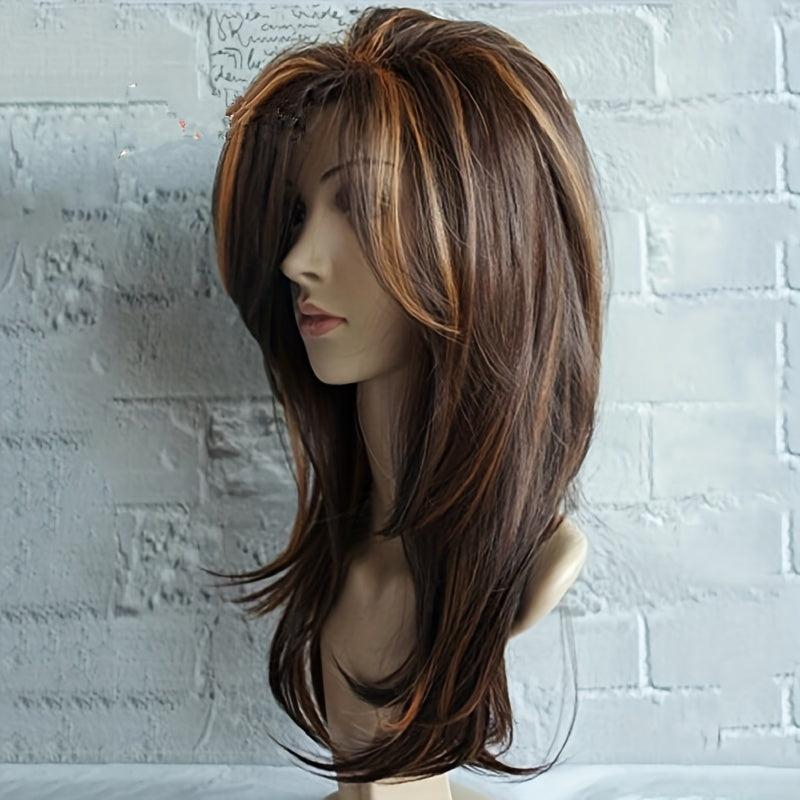 Gradient Long Curly Hair Wigs Fluffy Synthetic Fiber Hair Wigs