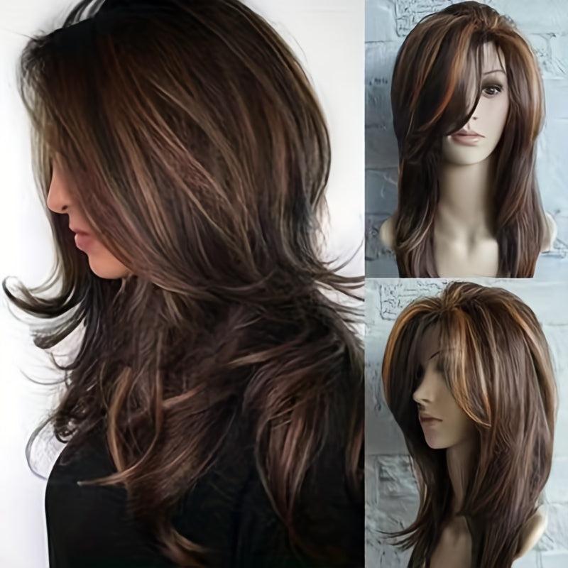 Gradient Long Curly Hair Wigs Fluffy Synthetic Fiber Hair Wigs