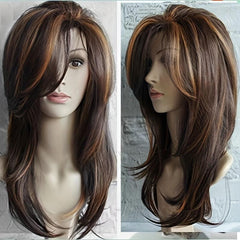 Gradient Long Curly Hair Wigs Fluffy Synthetic Fiber Hair Wigs