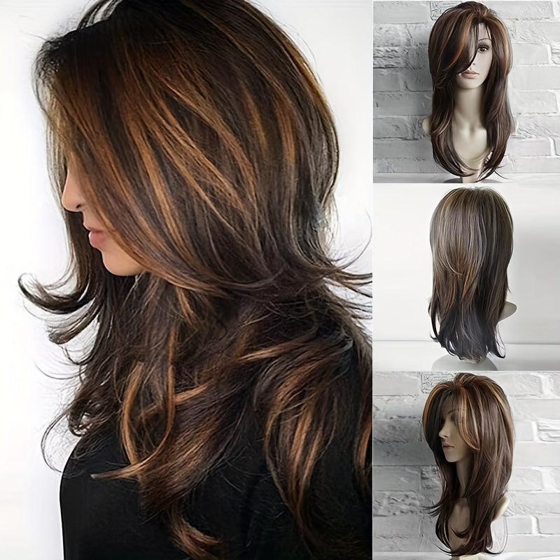 Gradient Long Curly Hair Wigs Fluffy Synthetic Fiber Hair Wigs