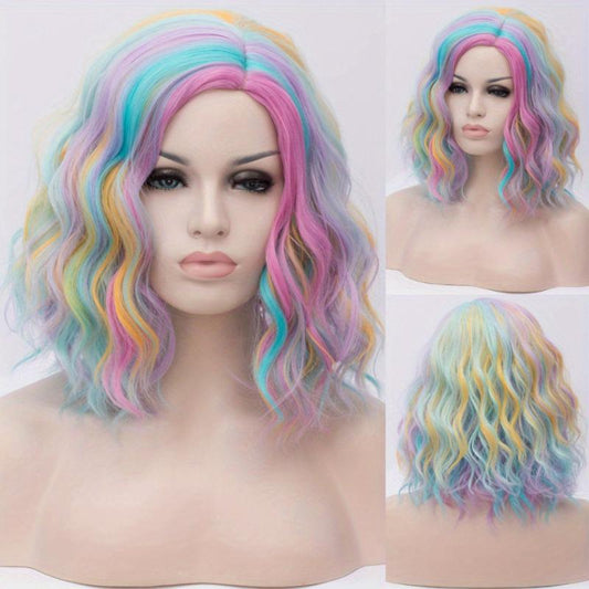 Two Tone Short Wavy Curly Wigs Ombre Synthetic Hair Wigs For Women