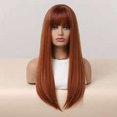 Brownish Blonde 60 96 Cm Long Straight Layered Wigs With Bangs