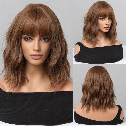 Blonde Long Curly Wavy Wig with Bangs for Women Synthetic Hair for Daily Party