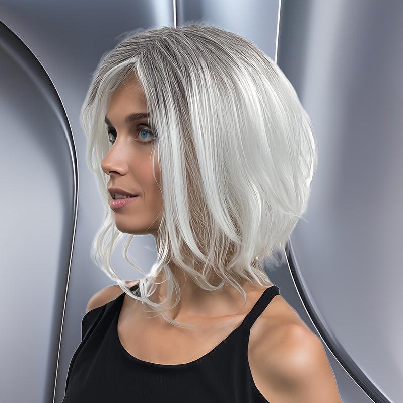 Natural Looking Short Wavy Synthetic Wig with Bangs