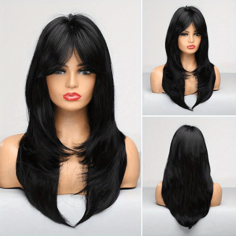 Long Blonde Layered Synthetic Wig with Bangs