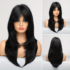 Long Blonde Layered Synthetic Wig with Bangs