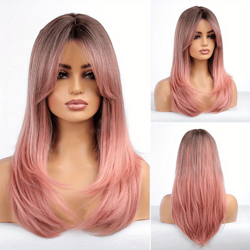 Long Blonde Layered Synthetic Wig with Bangs