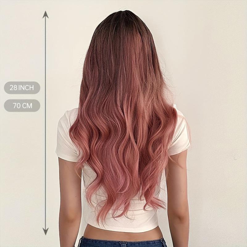 Pink Wavy Hair with Bangs Stylish Wig LC6018