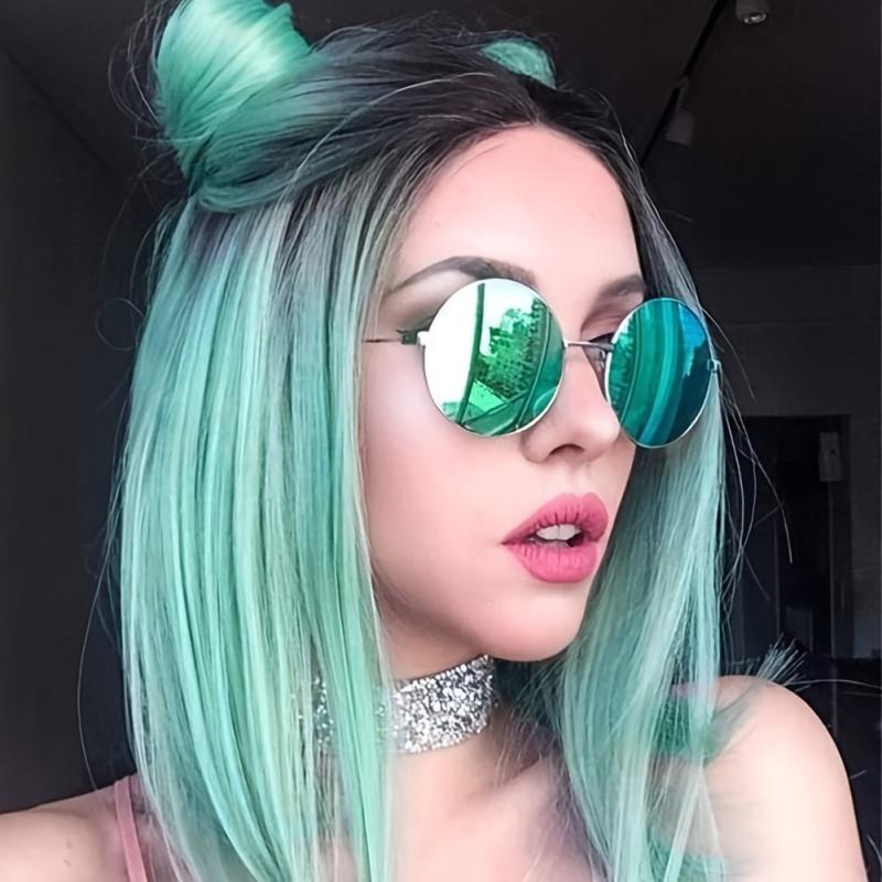 Ombre Mint Green Shoulder Length Bob Wigs For Women