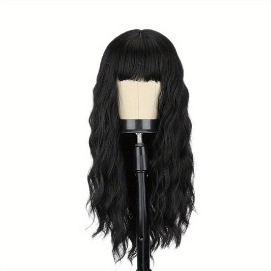 Long Curly Synthetic Wig With Bangs Heat Resistant