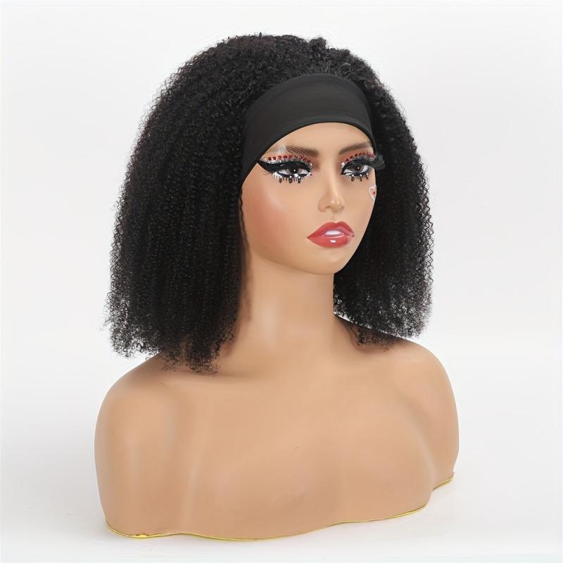 180 Density Afro Kinky Curly Headband Wig for Women