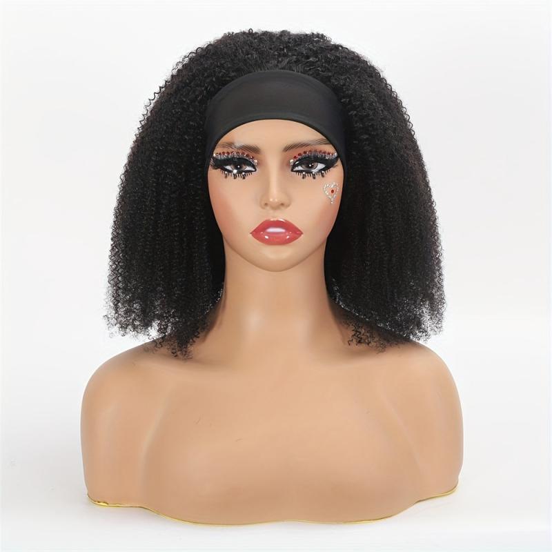 180 Density Afro Kinky Curly Headband Wig for Women
