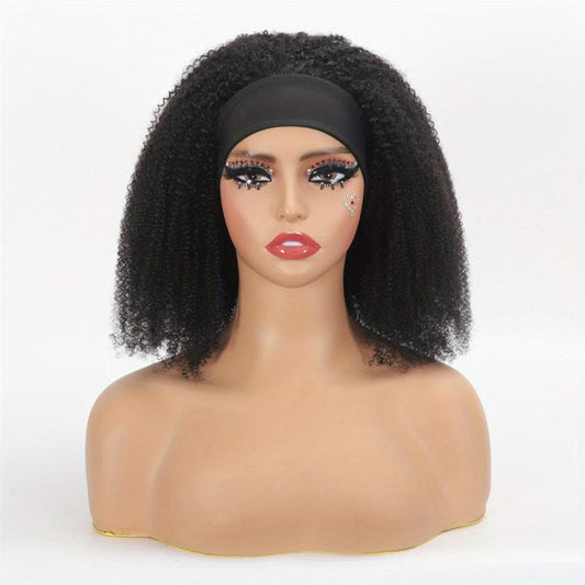 180 Density Afro Kinky Curly Headband Wig for Women